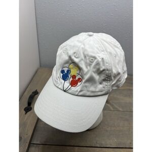 Disney Parks Mickey Mouse Balloons Baseball Cap Hat White Unisex Pre Owned